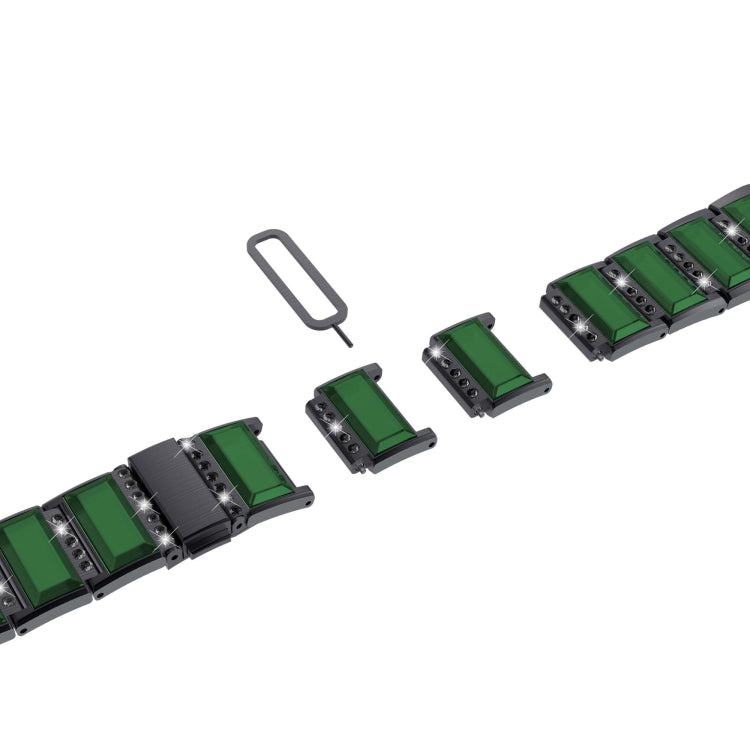 XingYao Series Two-tone Steel Watch Band For Apple Watch Series 9&8&7 41mm / SE 3&SE 2&6&SE&5&4 40mm / 3&2&1 38mm(Black+Green) by bashfashion