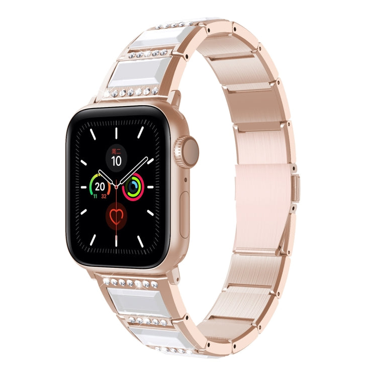 XingYao Series Two-tone Steel Watch Band For Apple Watch Series 9&8&7 41mm / SE 3&SE 2&6&SE&5&4 40mm / 3&2&1 38mm(Gold+White) by bashfashion