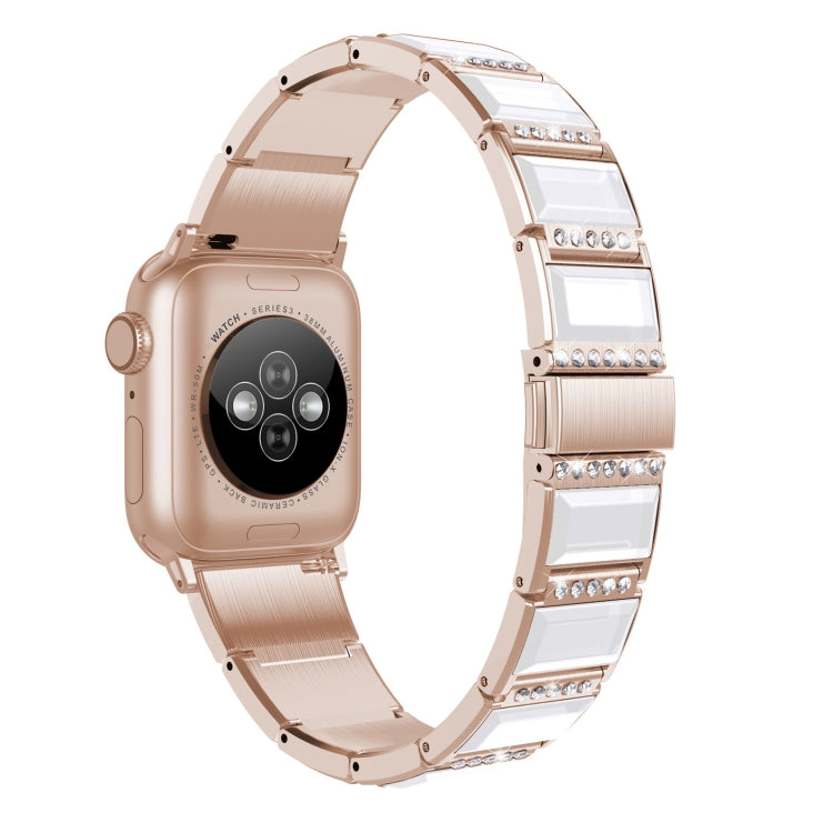 XingYao Series Two-tone Steel Watch Band For Apple Watch Series 9&8&7 41mm / SE 3&SE 2&6&SE&5&4 40mm / 3&2&1 38mm(Gold+White) by bashfashion