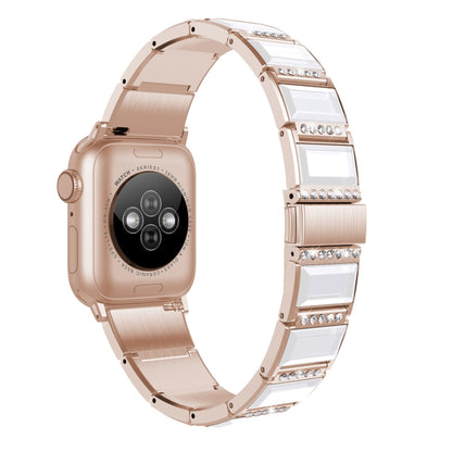 XingYao Series Two-tone Steel Watch Band For Apple Watch Series 9&8&7 41mm / SE 3&SE 2&6&SE&5&4 40mm / 3&2&1 38mm(Gold+White) by bashfashion