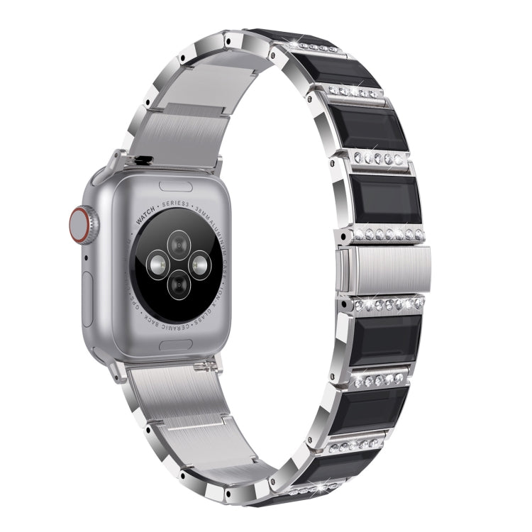 XingYao Series Two-tone Steel Watch Band For Apple Watch Series 9&8&7 41mm / SE 3&SE 2&6&SE&5&4 40mm / 3&2&1 38mm(Silver+Black) by bashfashion