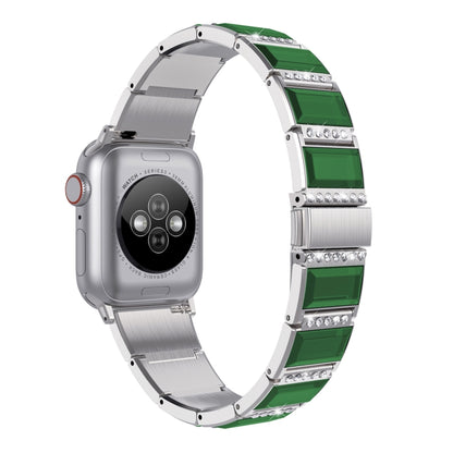 XingYao Series Two-tone Steel Watch Band For Apple Watch Series 9&8&7 41mm / SE 3&SE 2&6&SE&5&4 40mm / 3&2&1 38mm(Silver+Green) by bashfashion