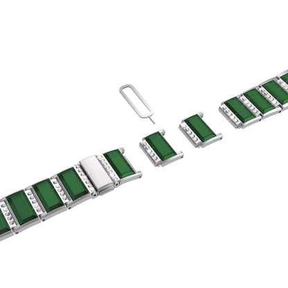 XingYao Series Two-tone Steel Watch Band For Apple Watch Series 9&8&7 41mm / SE 3&SE 2&6&SE&5&4 40mm / 3&2&1 38mm(Silver+Green) by bashfashion