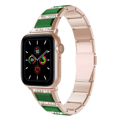 XingYao Series Two-tone Steel Watch Band For Apple Watch Ultra 49mm&Watch Ultra 2 49mm / Series 9&8&7 45mm / SE 3&SE 2&6&SE&5&4 44mm / 3&2&1 42mm(Gold+Green) by bashfashion