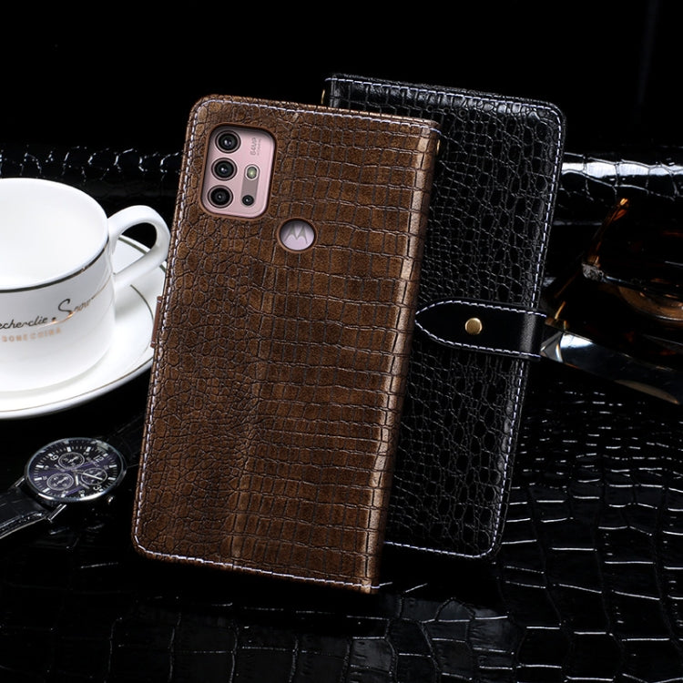 For Motorola Moto G30 idewei Crocodile Texture Horizontal Flip Leather Case with Holder & Card Slots & Wallet(Black) by idewei