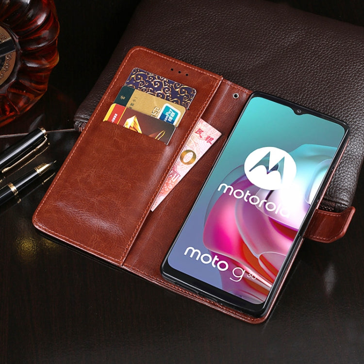 For Motorola Moto G30 idewei Crazy Horse Texture Horizontal Flip Leather Case with Holder & Card Slots & Wallet(Black) by idewei