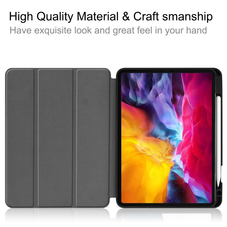 For iPad Pro 11 2022 / 2021 Pure Color Horizontal Flip TPU + PU Leather Tablet Case with Three-folding Holder & Sleep / Wake-up Function & Pen Slot(Black) by bashfashion