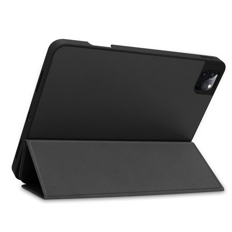 For iPad Pro 11 2022 / 2021 Pure Color Horizontal Flip TPU + PU Leather Tablet Case with Three-folding Holder & Sleep / Wake-up Function & Pen Slot(Black) by bashfashion
