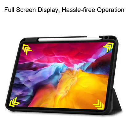 For iPad Pro 11 2022 / 2021 Pure Color Horizontal Flip TPU + PU Leather Tablet Case with Three-folding Holder & Sleep / Wake-up Function & Pen Slot(Black) by bashfashion
