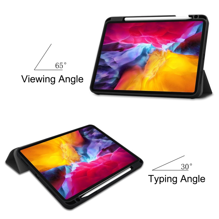 For iPad Pro 11 2022 / 2021 Pure Color Horizontal Flip TPU + PU Leather Tablet Case with Three-folding Holder & Sleep / Wake-up Function & Pen Slot(Black) by bashfashion
