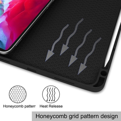 For iPad Pro 11 2022 / 2021 Pure Color Horizontal Flip TPU + PU Leather Tablet Case with Three-folding Holder & Sleep / Wake-up Function & Pen Slot(Black) by bashfashion