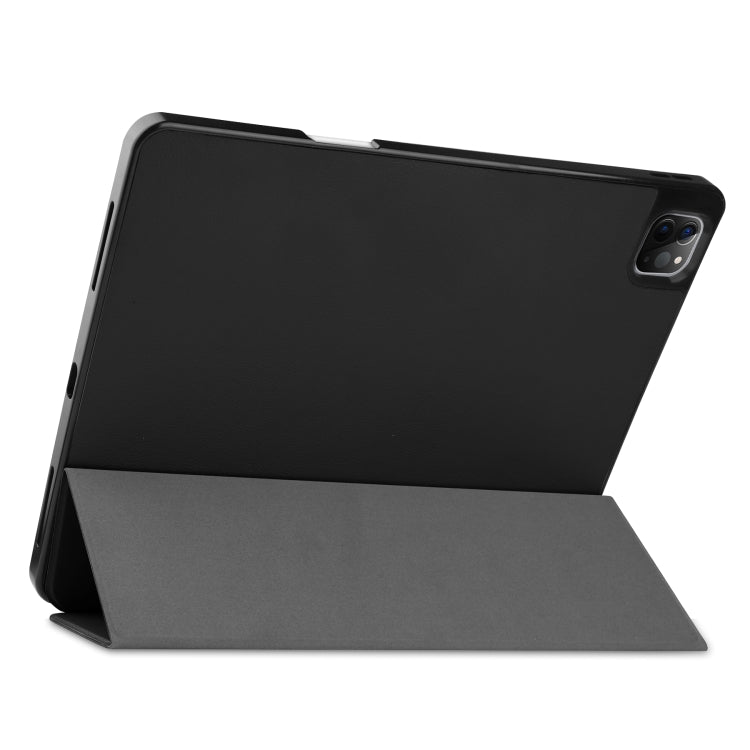 For iPad Pro 12.9 2022 / 2021 Horizontal Flip Honeycomb TPU + PU Leather Tablet Case with Three-folding Holder & Sleep / Wake-up Function & Pen Slot(Black) by bashfashion