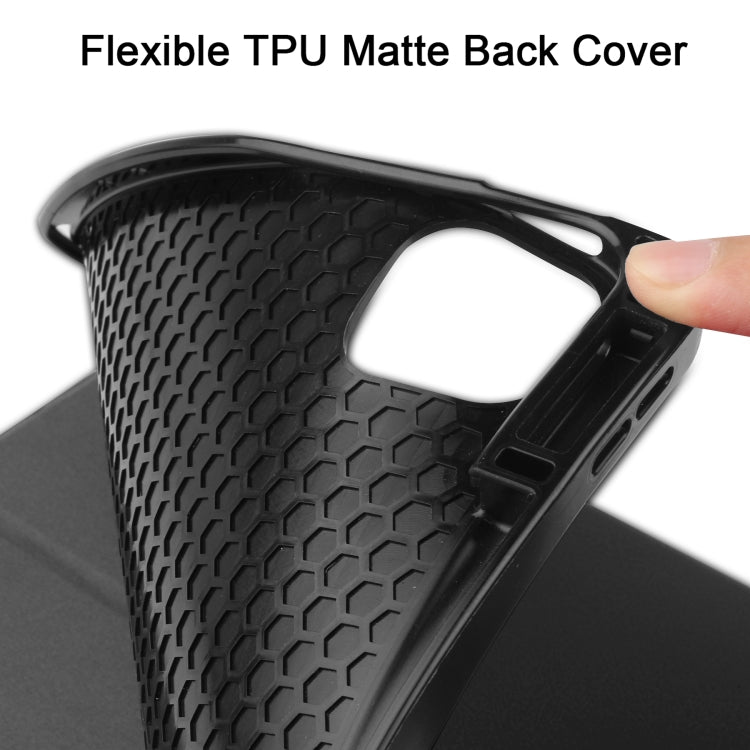 For iPad Pro 12.9 2022 / 2021 Horizontal Flip Honeycomb TPU + PU Leather Tablet Case with Three-folding Holder & Sleep / Wake-up Function & Pen Slot(Black) by bashfashion