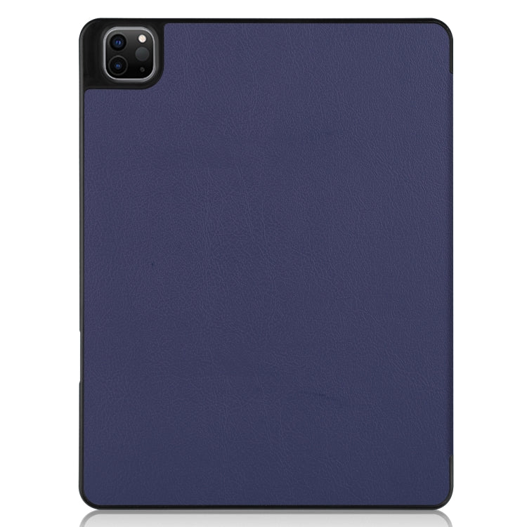 For iPad Pro 12.9 2022 / 2021 Horizontal Flip Honeycomb TPU + PU Leather Tablet Case with Three-folding Holder & Sleep / Wake-up Function & Pen Slot(Dark Blue) by bashfashion