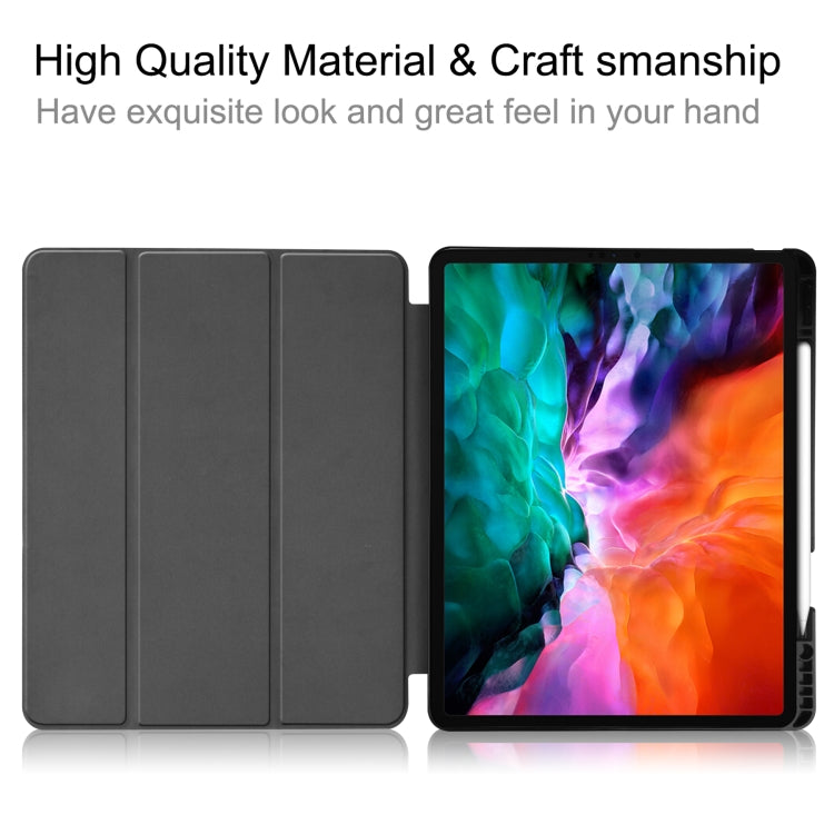 For iPad Pro 12.9 2022 / 2021 Horizontal Flip Honeycomb TPU + PU Leather Tablet Case with Three-folding Holder & Sleep / Wake-up Function & Pen Slot(Dark Blue) by bashfashion