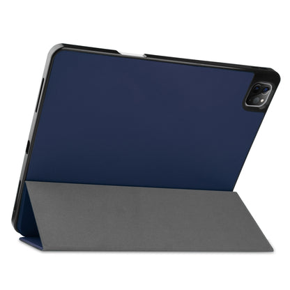 For iPad Pro 12.9 2022 / 2021 Horizontal Flip Honeycomb TPU + PU Leather Tablet Case with Three-folding Holder & Sleep / Wake-up Function & Pen Slot(Dark Blue) by bashfashion