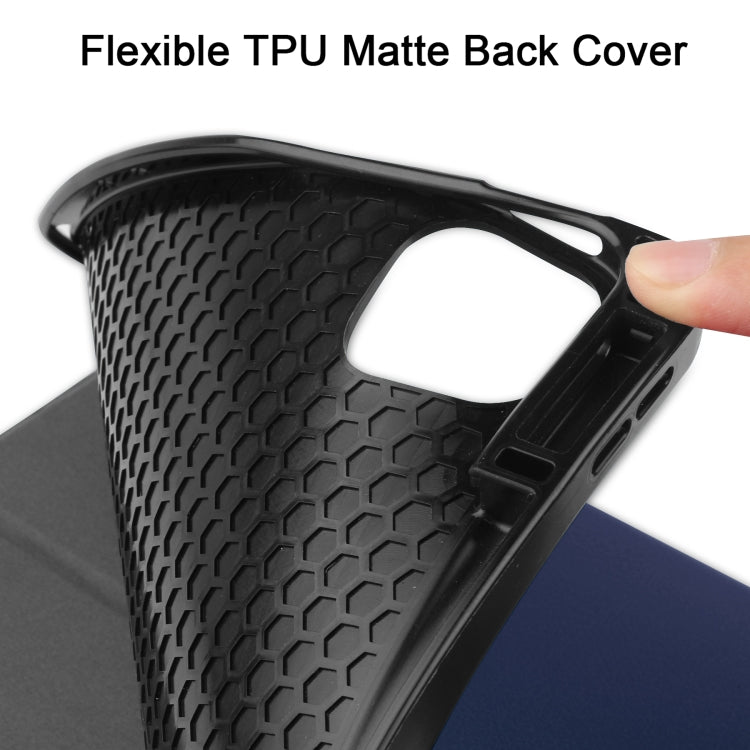 For iPad Pro 12.9 2022 / 2021 Horizontal Flip Honeycomb TPU + PU Leather Tablet Case with Three-folding Holder & Sleep / Wake-up Function & Pen Slot(Dark Blue) by bashfashion