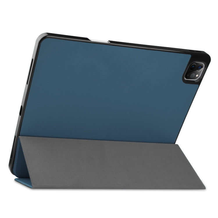 For iPad Pro 12.9 2022 / 2021 Horizontal Flip Honeycomb TPU + PU Leather Tablet Case with Three-folding Holder & Sleep / Wake-up Function & Pen Slot(Dark Green) by bashfashion