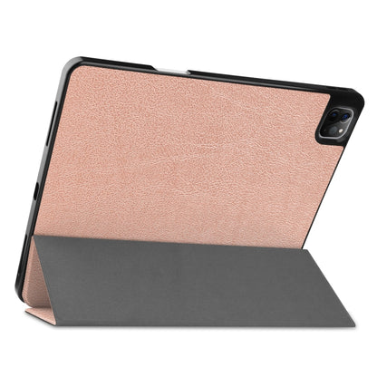 For iPad Pro 12.9 2022 / 2021 Horizontal Flip Honeycomb TPU + PU Leather Tablet Case with Three-folding Holder & Sleep / Wake-up Function & Pen Slot(Rose Gold) by bashfashion