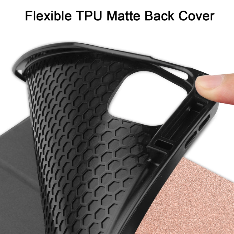 For iPad Pro 12.9 2022 / 2021 Horizontal Flip Honeycomb TPU + PU Leather Tablet Case with Three-folding Holder & Sleep / Wake-up Function & Pen Slot(Rose Gold) by bashfashion
