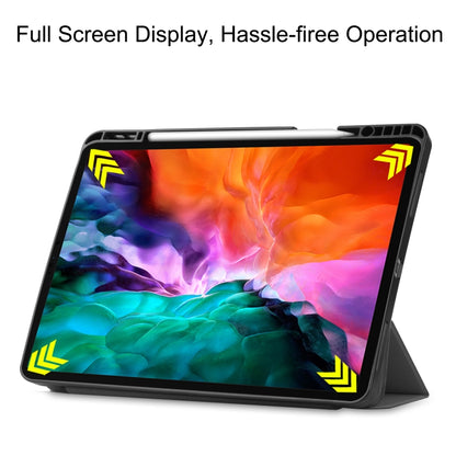 For iPad Pro 12.9 2022 / 2021 Horizontal Flip Honeycomb TPU + PU Leather Tablet Case with Three-folding Holder & Sleep / Wake-up Function & Pen Slot(Grey) by bashfashion