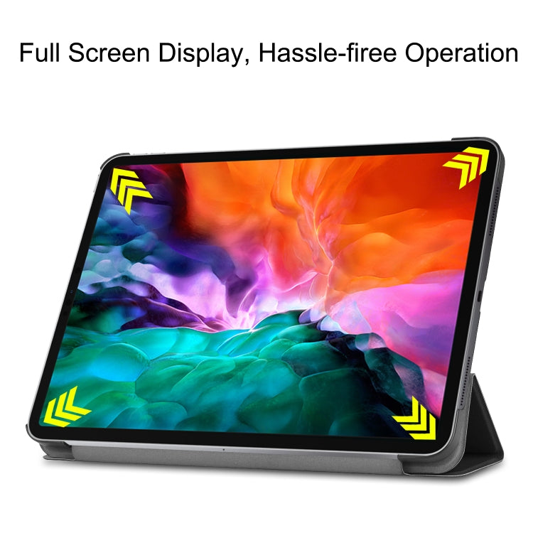 For iPad Air 13 2024 / Pro 12.9 2022 Custer Texture 3-folding Smart Leather Tablet Case(Black) by bashfashion