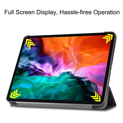 For iPad Air 13 2024 / Pro 12.9 2022 Custer Texture 3-folding Smart Leather Tablet Case(Black) by bashfashion