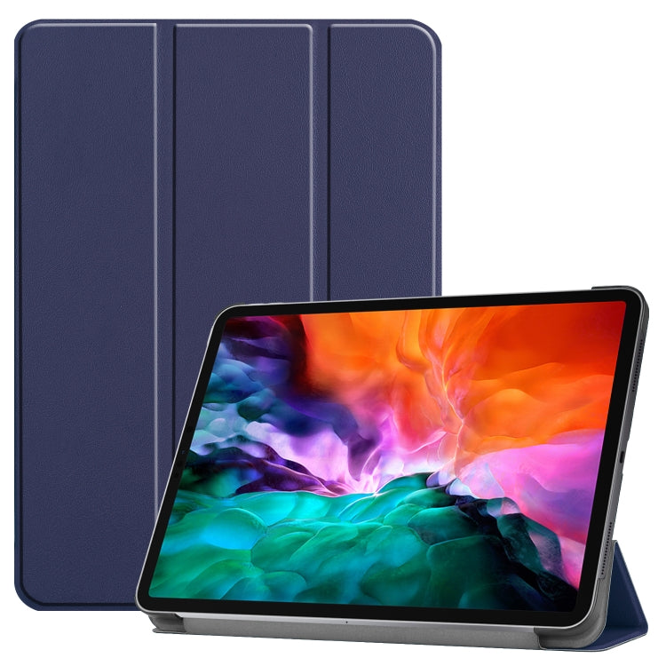 For iPad Air 13 2024 / Pro 12.9 2022 Custer Texture 3-folding Smart Leather Tablet Case(Dark Blue) by bashfashion