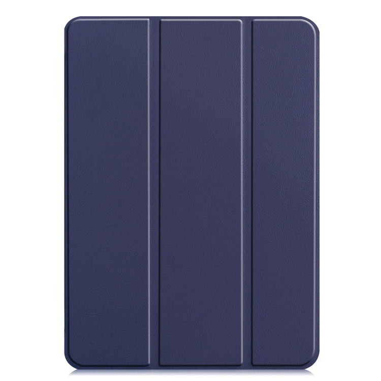 For iPad Air 13 2024 / Pro 12.9 2022 Custer Texture 3-folding Smart Leather Tablet Case(Dark Blue) by bashfashion