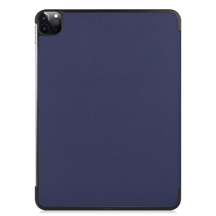 For iPad Air 13 2024 / Pro 12.9 2022 Custer Texture 3-folding Smart Leather Tablet Case(Dark Blue) by bashfashion