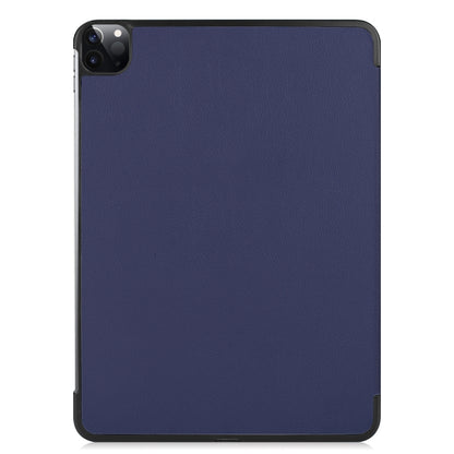 For iPad Air 13 2024 / Pro 12.9 2022 Custer Texture 3-folding Smart Leather Tablet Case(Dark Blue) by bashfashion