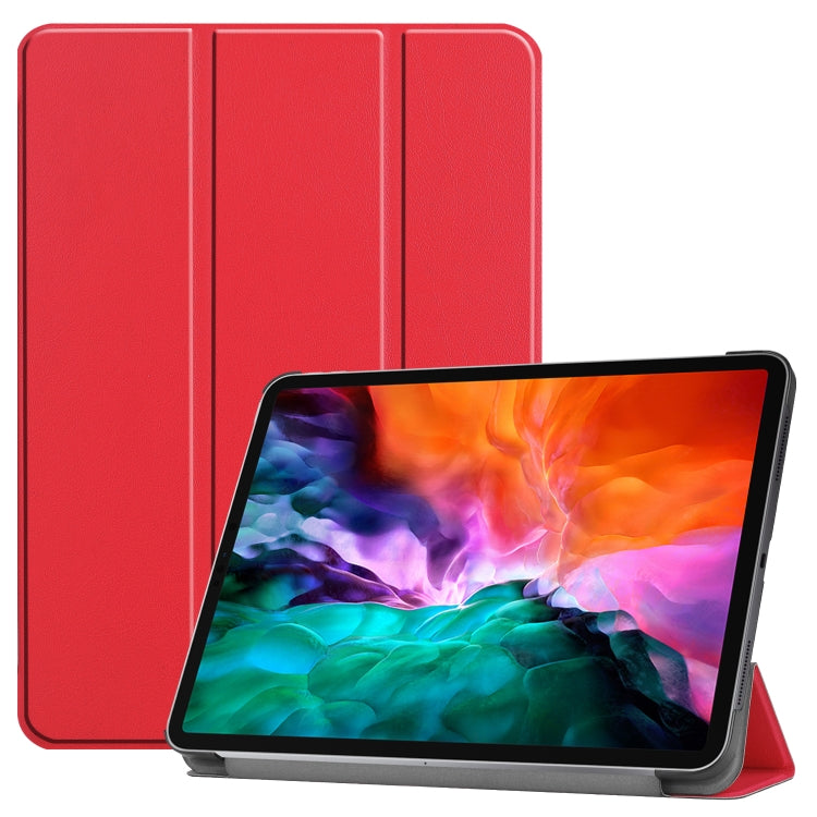 For iPad Air 13 2024 / Pro 12.9 2022 Custer Texture 3-folding Smart Leather Tablet Case(Red) by bashfashion