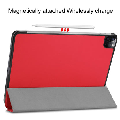 For iPad Air 13 2024 / Pro 12.9 2022 Custer Texture 3-folding Smart Leather Tablet Case(Red) by bashfashion