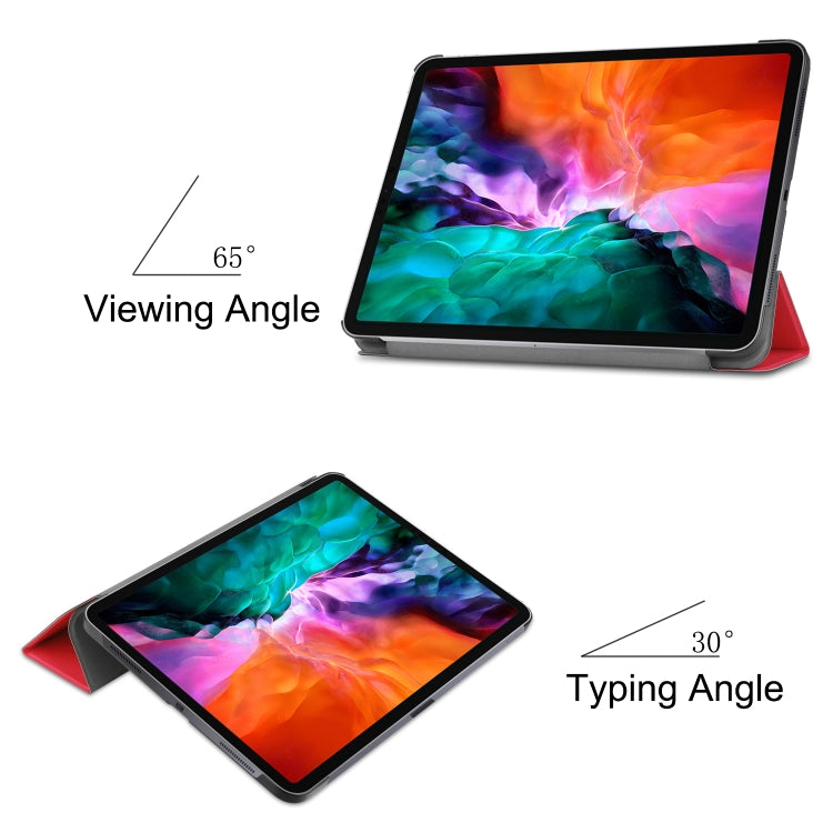 For iPad Air 13 2024 / Pro 12.9 2022 Custer Texture 3-folding Smart Leather Tablet Case(Red) by bashfashion