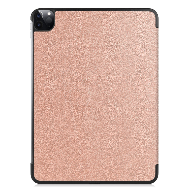 For iPad Air 13 2024 / Pro 12.9 2022 Custer Texture 3-folding Smart Leather Tablet Case(Rose Gold) by bashfashion