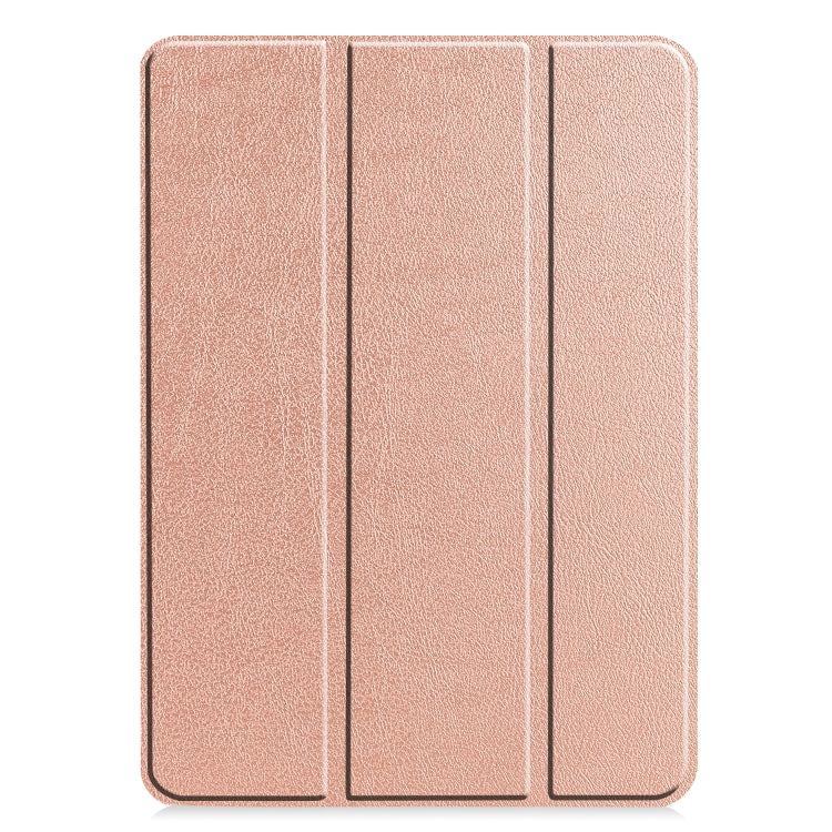 For iPad Air 13 2024 / Pro 12.9 2022 Custer Texture 3-folding Smart Leather Tablet Case(Rose Gold) by bashfashion