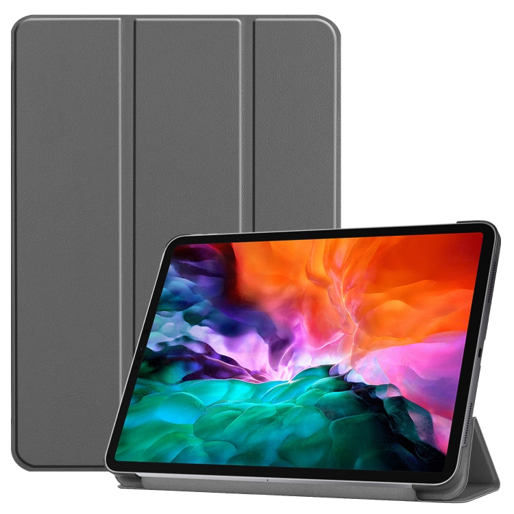 For iPad Air 13 2024 / Pro 12.9 2022 Custer Texture 3-folding Smart Leather Tablet Case(Grey) by bashfashion