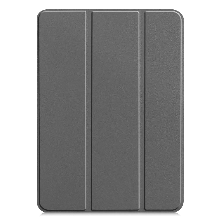 For iPad Air 13 2024 / Pro 12.9 2022 Custer Texture 3-folding Smart Leather Tablet Case(Grey) by bashfashion