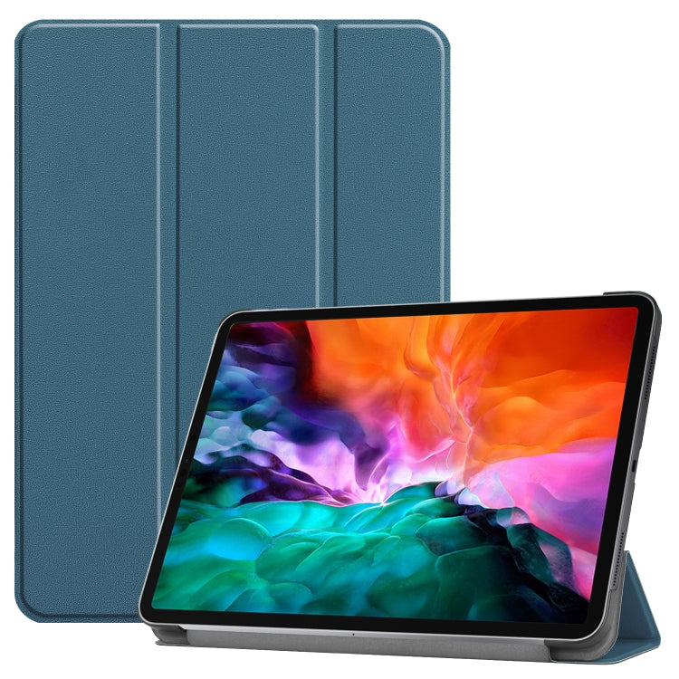 For iPad Air 13 2024 / Pro 12.9 2022 Custer Texture 3-folding Smart Leather Tablet Case(Dark Green) by bashfashion