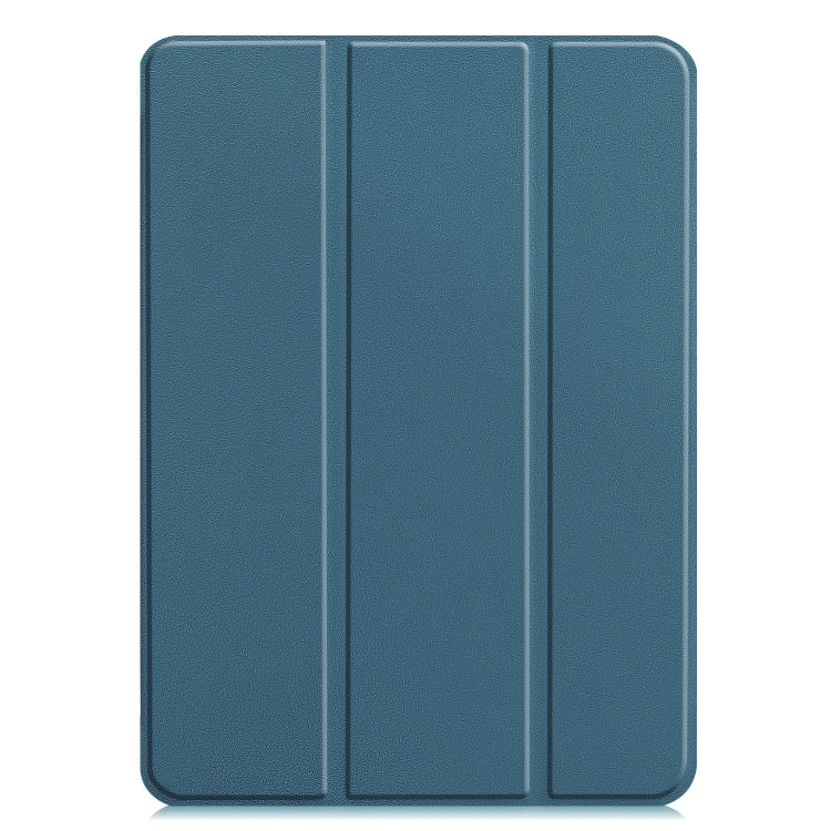 For iPad Air 13 2024 / Pro 12.9 2022 Custer Texture 3-folding Smart Leather Tablet Case(Dark Green) by bashfashion