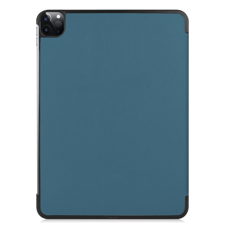 For iPad Air 13 2024 / Pro 12.9 2022 Custer Texture 3-folding Smart Leather Tablet Case(Dark Green) by bashfashion