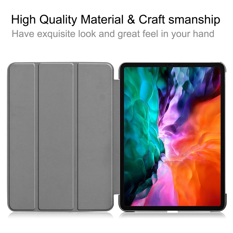 For iPad Air 13 2024 / Pro 12.9 2022 Custer Texture 3-folding Smart Leather Tablet Case(Dark Green) by bashfashion