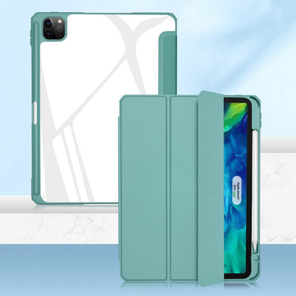 For iPad Pro 12.9 2022 / 2021 / 2020 Mutural Pinyue Series PC + TPU Horizontal Flip Leather Tablet Case with Holder & Pen Slot & Sleep / Wake-up Function(Dark Green) by Mutural