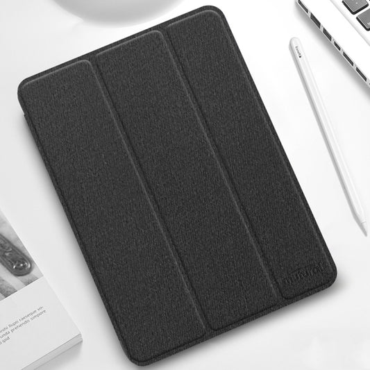 For iPad Pro 12.9 2022 / 2021 / 2020 Mutural YASHI Series TPU + PU Cloth Pattern Texture Horizontal Flip Leather Tablet Case with Three-folding Holder & Pen Slot & Wake-up / Sleep Function(Black) by Mutural