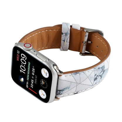 Marble Ethnic Style Printed Leather Watch Band For Apple Watch Ultra 49mm&Watch Ultra 2 49mm / Series 9&8&7 45mm / SE 3&SE 2&6&SE&5&4 44mm / 3&2&1 42mm(Marble White) by bashfashion