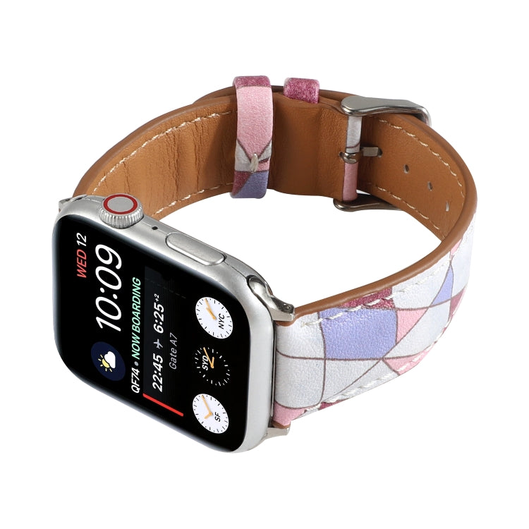 Marble Ethnic Style Printed Leather Watch Band For Apple Watch Ultra 49mm&Watch Ultra 2 49mm / Series 9&8&7 45mm / SE 3&SE 2&6&SE&5&4 44mm / 3&2&1 42mm(Marble Pink) by bashfashion