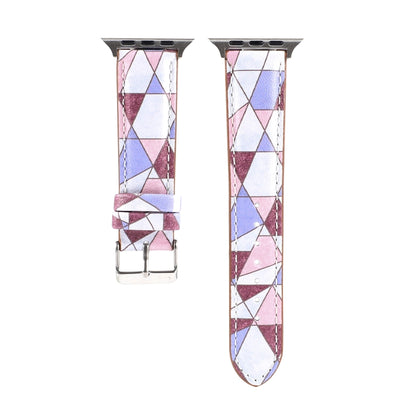Marble Ethnic Style Printed Leather Watch Band For Apple Watch Ultra 49mm&Watch Ultra 2 49mm / Series 9&8&7 45mm / SE 3&SE 2&6&SE&5&4 44mm / 3&2&1 42mm(Marble Pink) by bashfashion