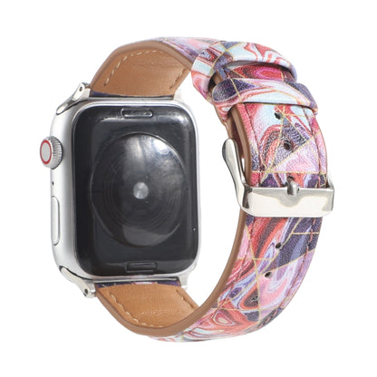 Marble Ethnic Style Printed Leather Watch Band For Apple Watch Ultra 49mm&Watch Ultra 2 49mm / Series 9&8&7 45mm / SE 3&SE 2&6&SE&5&4 44mm / 3&2&1 42mm(Marble Red) by bashfashion