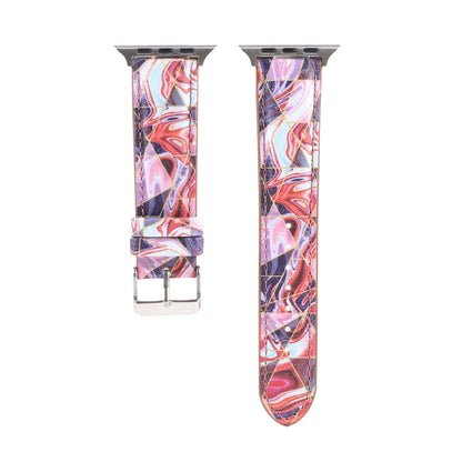 Marble Ethnic Style Printed Leather Watch Band For Apple Watch Ultra 49mm&Watch Ultra 2 49mm / Series 9&8&7 45mm / SE 3&SE 2&6&SE&5&4 44mm / 3&2&1 42mm(Marble Red) by bashfashion