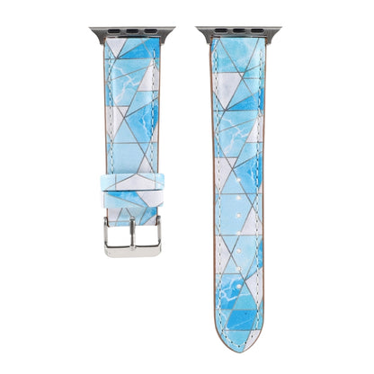Marble Ethnic Style Printed Leather Watch Band For Apple Watch Ultra 49mm&Watch Ultra 2 49mm / Series 9&8&7 45mm / SE 3&SE 2&6&SE&5&4 44mm / 3&2&1 42mm(Marble Sky Blue) by bashfashion